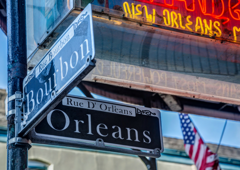 Intersection of Bourbon and Orleans streets in New Orleans