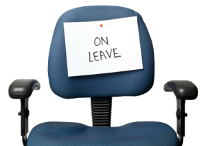 Office chair with On Leave sign