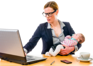 Working mother with baby