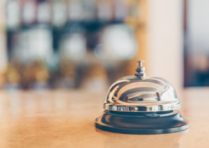 Bell on hotel reception desk