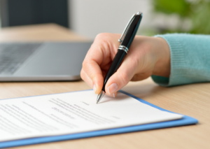 Signature on paperwork