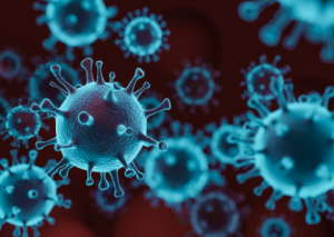 Illustration of COVID-19 virus particles
