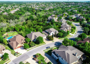 Aerial view of neighborhood