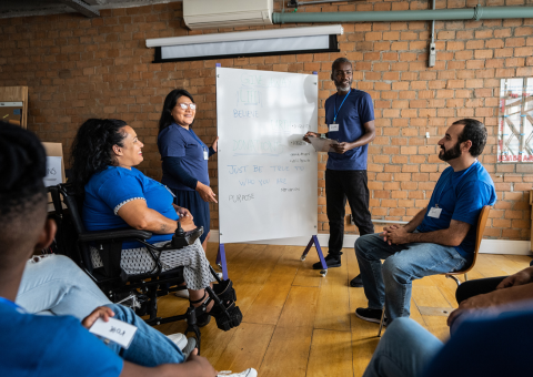 Group of diverse coworkers having a meeting