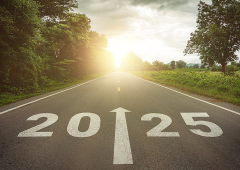 2025 on road with arrow pointing ahead