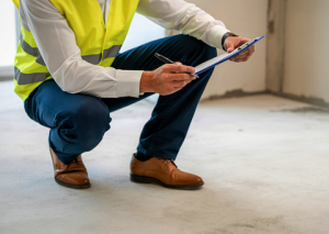 Construction person performing inspection