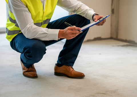 Construction person performing inspection
