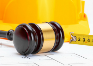Gavel hardhat and ruler